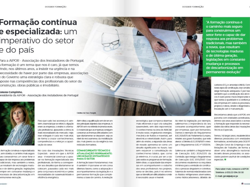 AIPOR na edição de setembro da Revista O Instalador