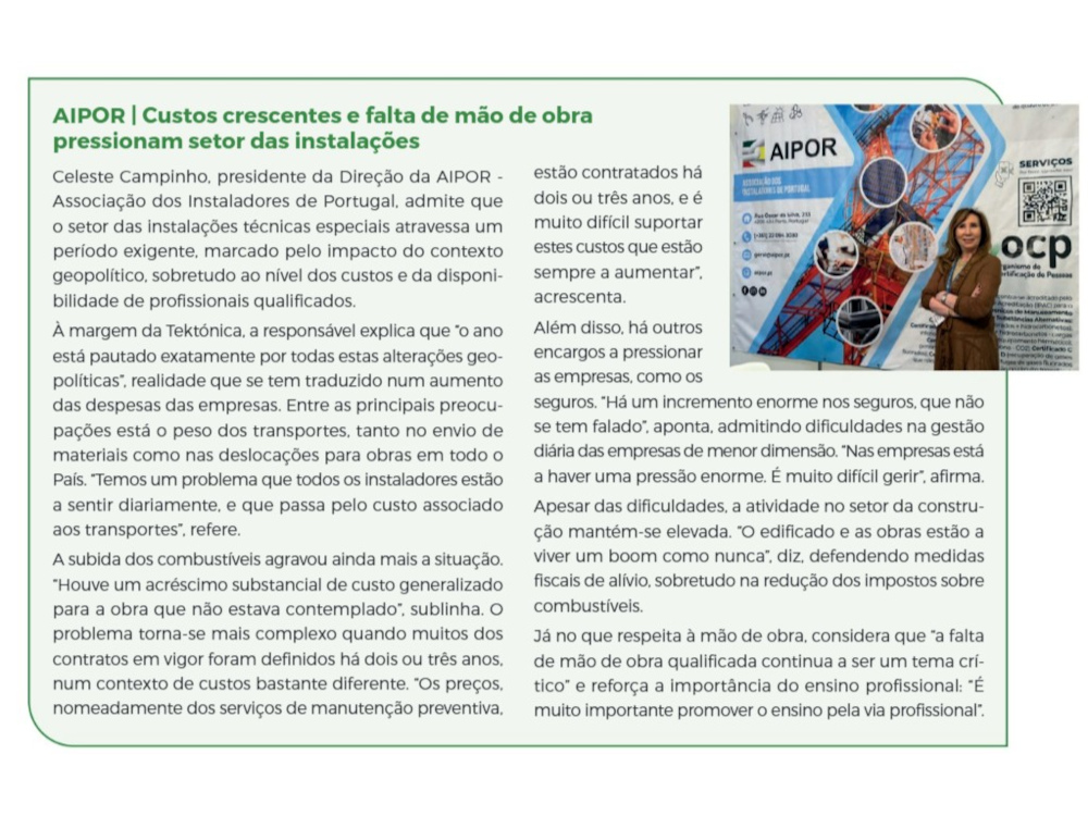 AIPOR na Revista O Instalador